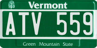 VT license plate ATV559