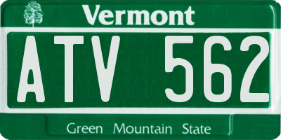 VT license plate ATV562