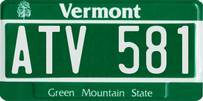 VT license plate ATV581