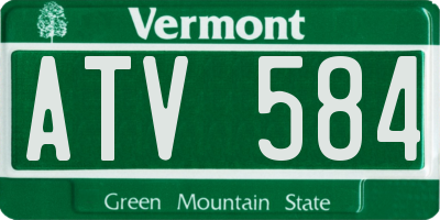 VT license plate ATV584