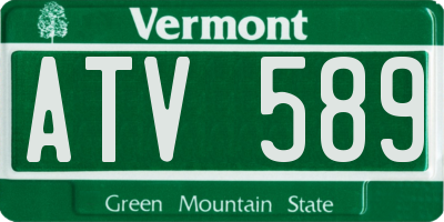 VT license plate ATV589