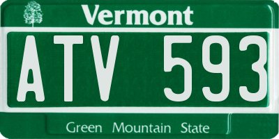 VT license plate ATV593