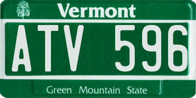 VT license plate ATV596