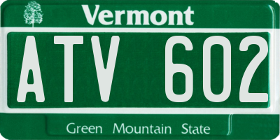 VT license plate ATV602