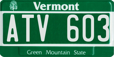 VT license plate ATV603