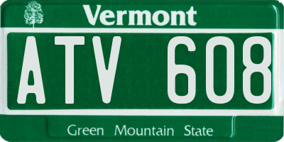 VT license plate ATV608