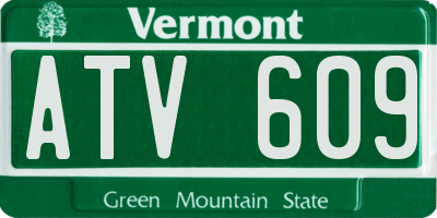 VT license plate ATV609
