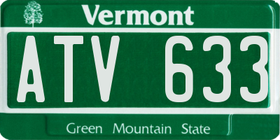 VT license plate ATV633