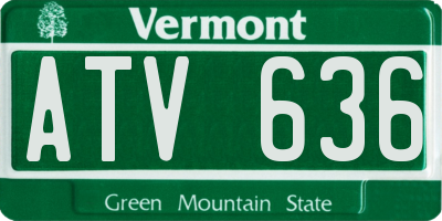 VT license plate ATV636