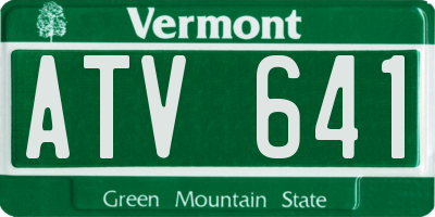 VT license plate ATV641