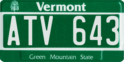 VT license plate ATV643