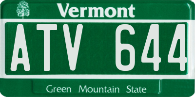 VT license plate ATV644