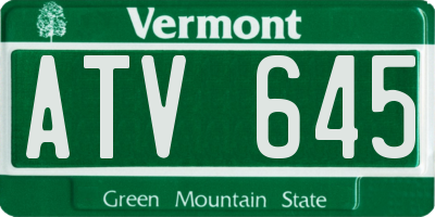 VT license plate ATV645