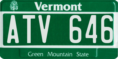 VT license plate ATV646
