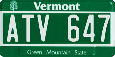 VT license plate ATV647