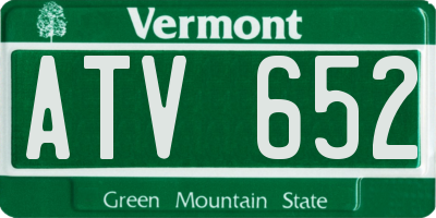 VT license plate ATV652