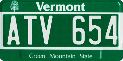 VT license plate ATV654