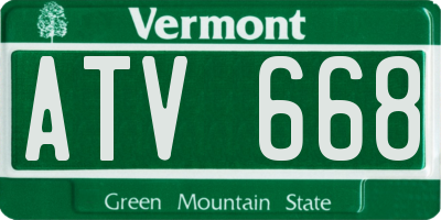 VT license plate ATV668