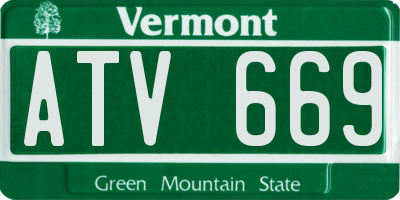 VT license plate ATV669