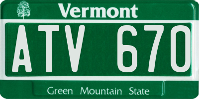 VT license plate ATV670