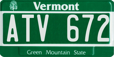 VT license plate ATV672