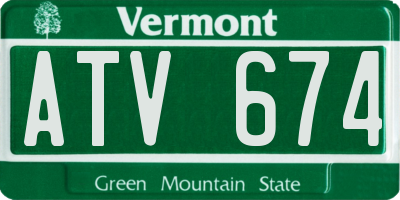 VT license plate ATV674