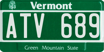 VT license plate ATV689