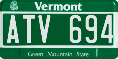 VT license plate ATV694