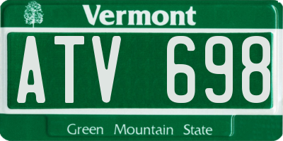 VT license plate ATV698