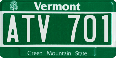 VT license plate ATV701