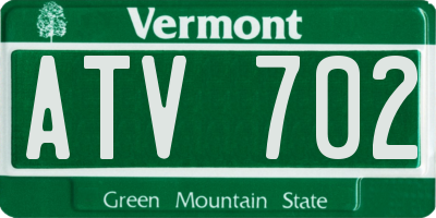 VT license plate ATV702
