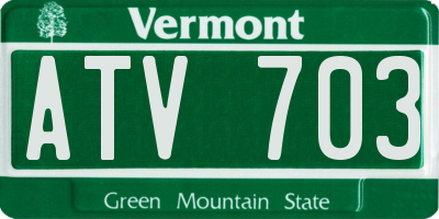 VT license plate ATV703