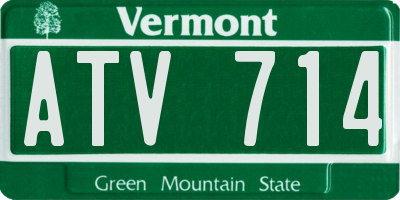 VT license plate ATV714