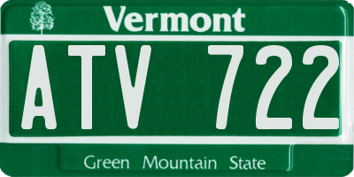 VT license plate ATV722