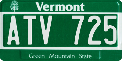 VT license plate ATV725