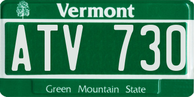 VT license plate ATV730