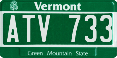 VT license plate ATV733