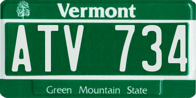 VT license plate ATV734