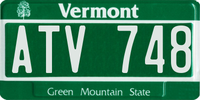 VT license plate ATV748