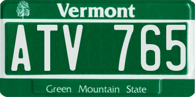 VT license plate ATV765