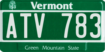 VT license plate ATV783