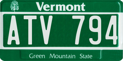 VT license plate ATV794