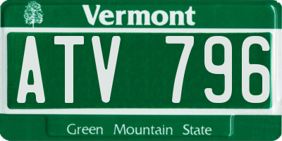 VT license plate ATV796