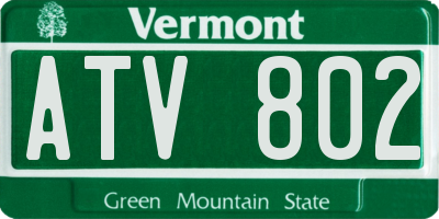 VT license plate ATV802
