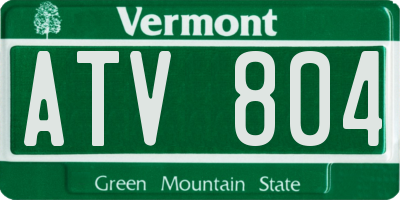 VT license plate ATV804