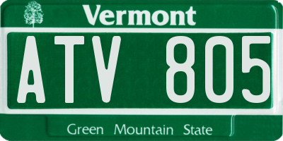 VT license plate ATV805