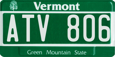 VT license plate ATV806
