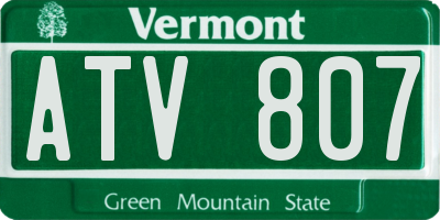 VT license plate ATV807