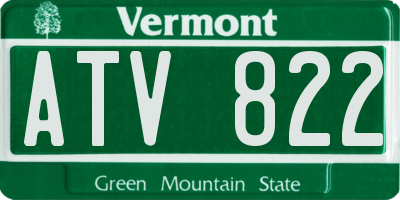 VT license plate ATV822