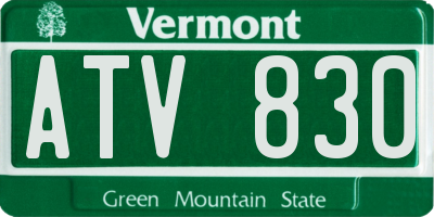 VT license plate ATV830